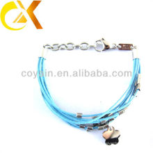 stainless steel jewelry delicate blue leather bracelet custom jewelry china